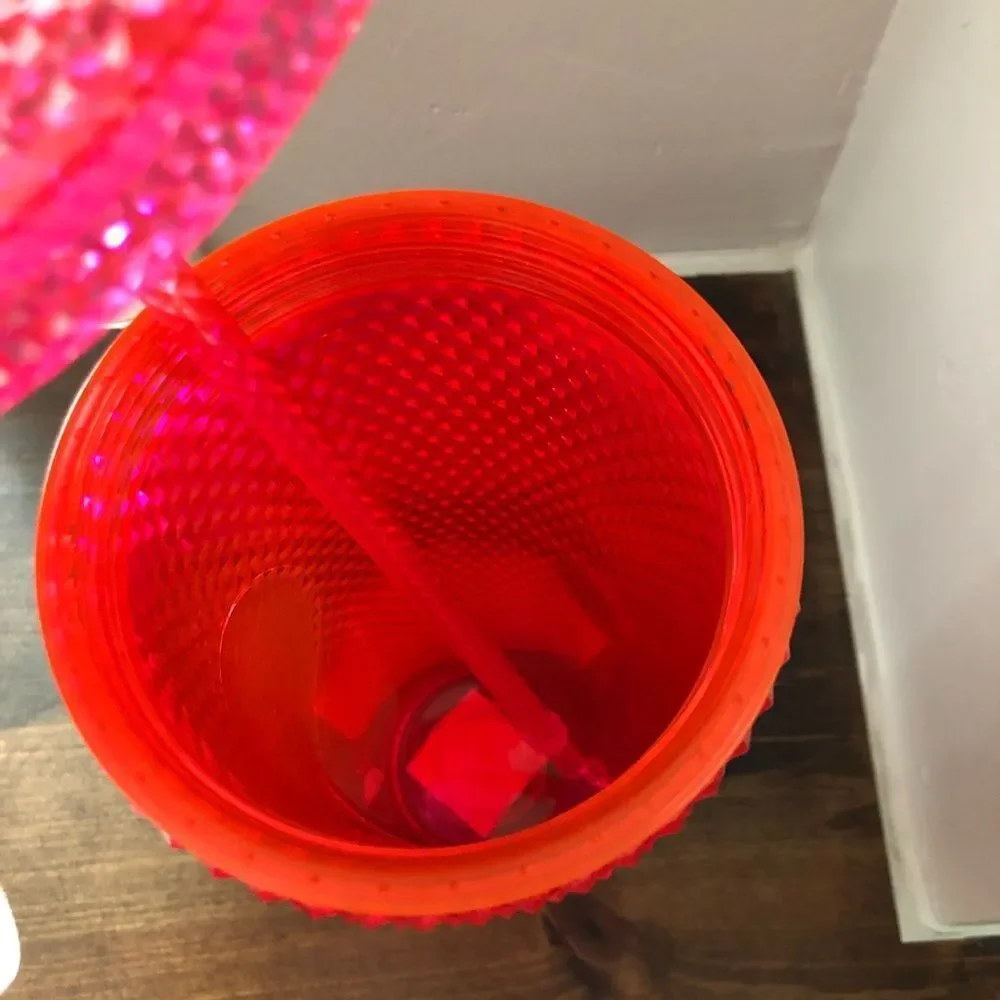 Starbucks hot pink studded holiday tumbler cup NEW